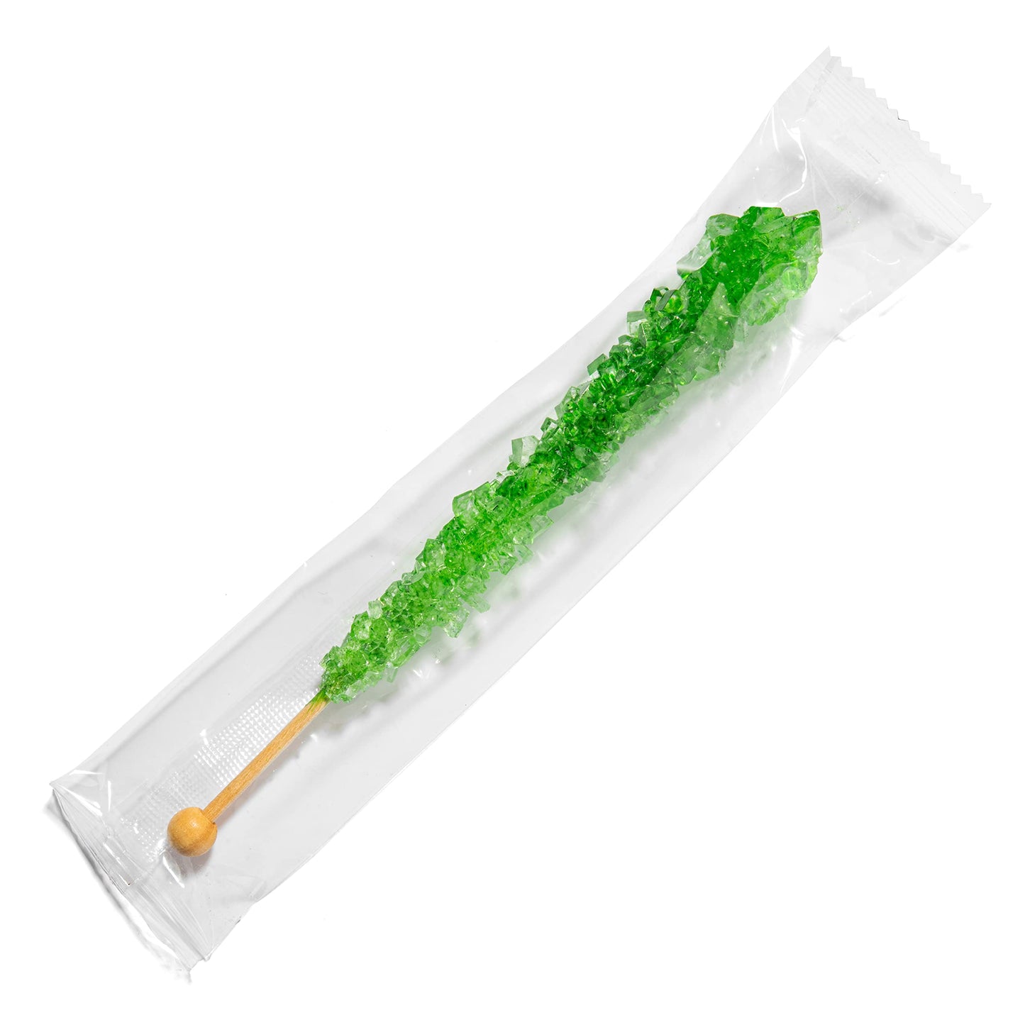 Candy Envy Green Rock Candy Sugar Sticks - Green Apple Flavor - 24 Count Individually Wrapped Party Favors