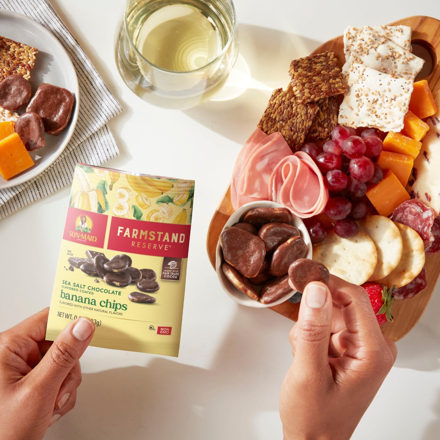 Sun-Maid Farmstand Reserve Sea Salt Chocolate Coated Banana Chips - (5 Pack) 0.8 Oz Snack Bag - Chocolate Covered Fruit Snack