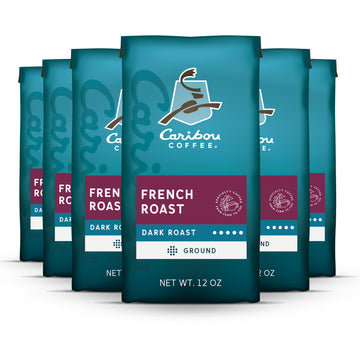 Caribou Coffee, Dark Roast Ground Coffee - French Roast 72 Ounces (6 Bags Of 12 Ounces)