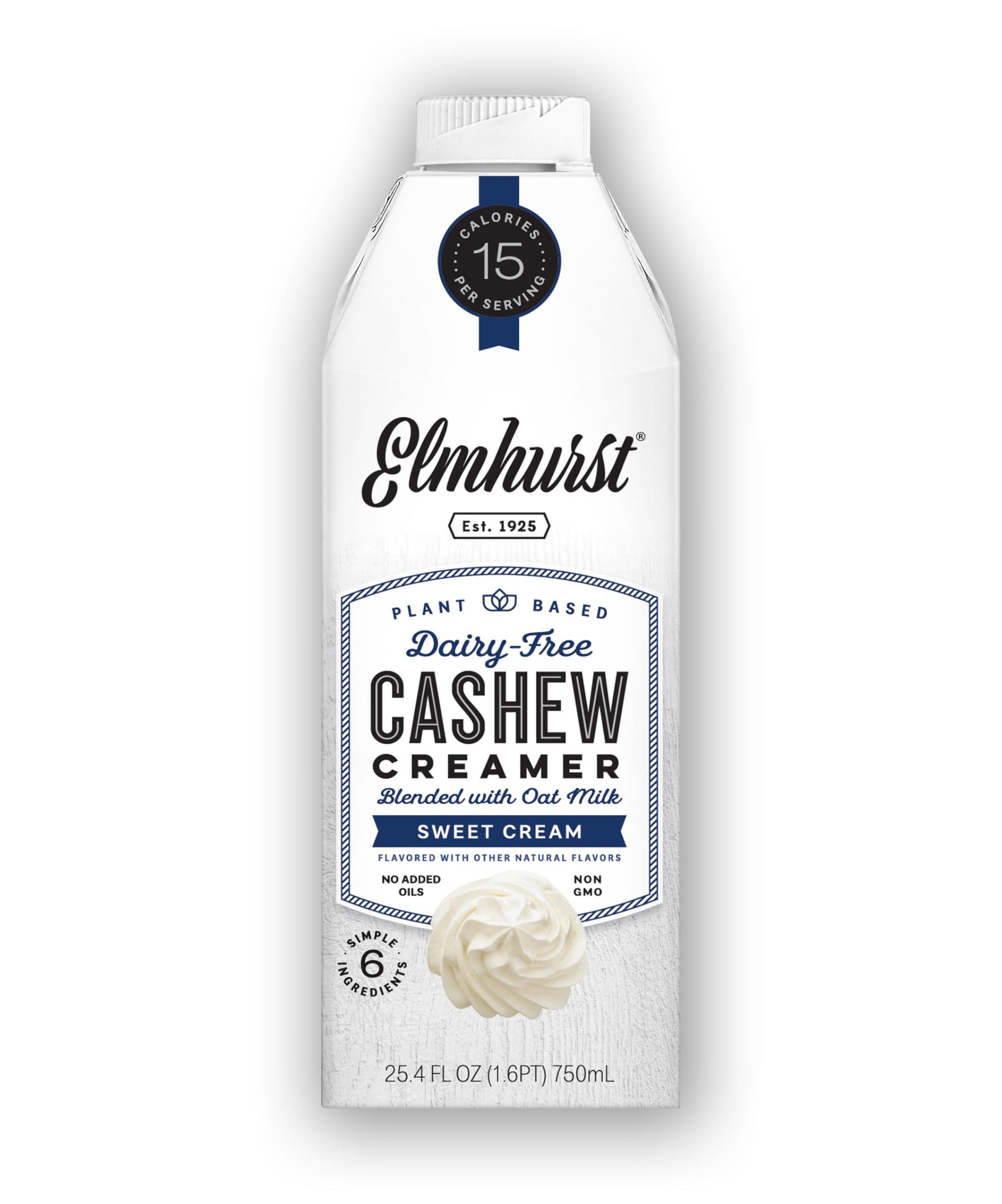 Elmhurst Milked - Sweet Cream Cashew Creamer 25.4 Ounce (Pack of 6)