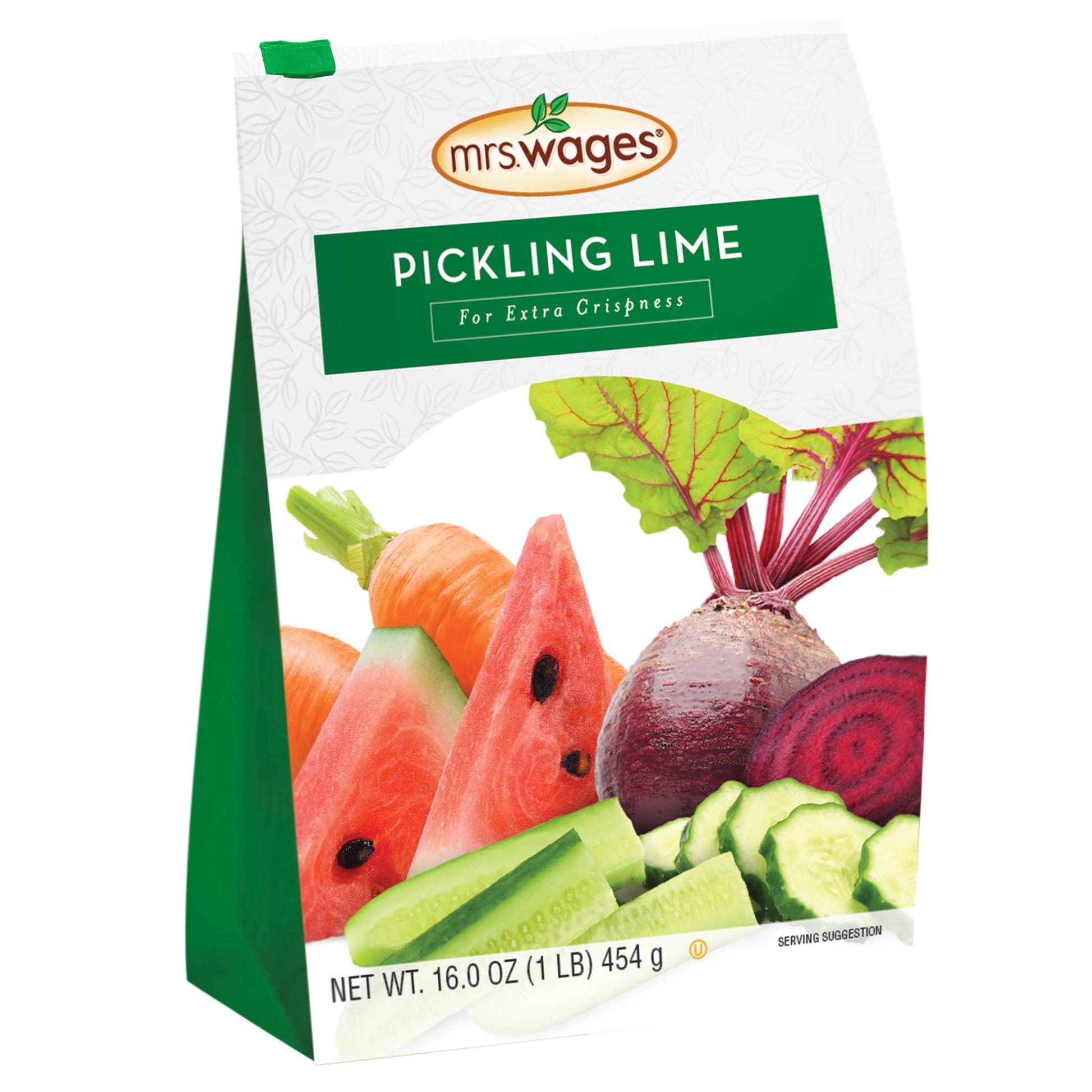 Mrs. Wages Pickling Lime, Easy-To-Make, Crispy Flavorful Pickles, Tasty Creations, Long-Lasting Resealable Bag, Variety of Uses,