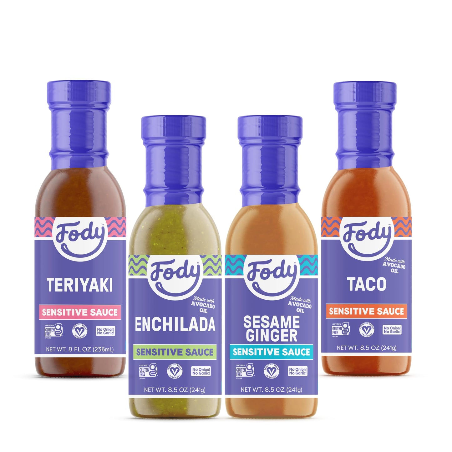 Fody Variety Sauce Pack | Low FODMAP | No Onions or Garlic | Gluten & Lactose Free | 4, 8 Ounce