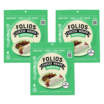 Folios Cheese Wraps, Parmesan Flavor, Gluten Free, 6 Ounce (Pack of 3)