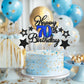 Happy 70Th Birthday Cake Toppers, Black Blue Glitter Cake Decorations Set, 70Th Birthday Decor, Birthday Anniversary Party Decor