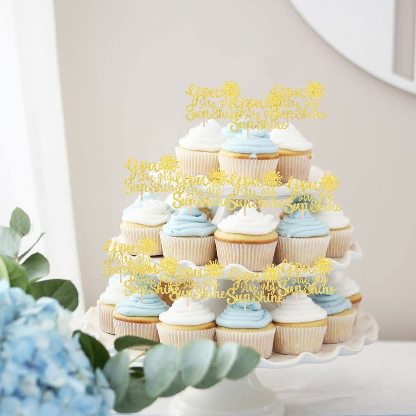 24 Pcs You Are My Sunshine Cupcake Toppers With Gold Glitter Sun Smile Face Bridal Shower Sunshine Cupcake Picks Wedding Engagem