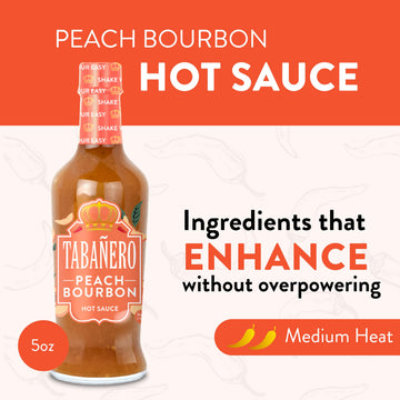 Tabanero Peach spirit-inspired flavor Habanero Hot Sauce - Gourmet, All Natural, Gluten Free, Vegan, 5 oz Bottle