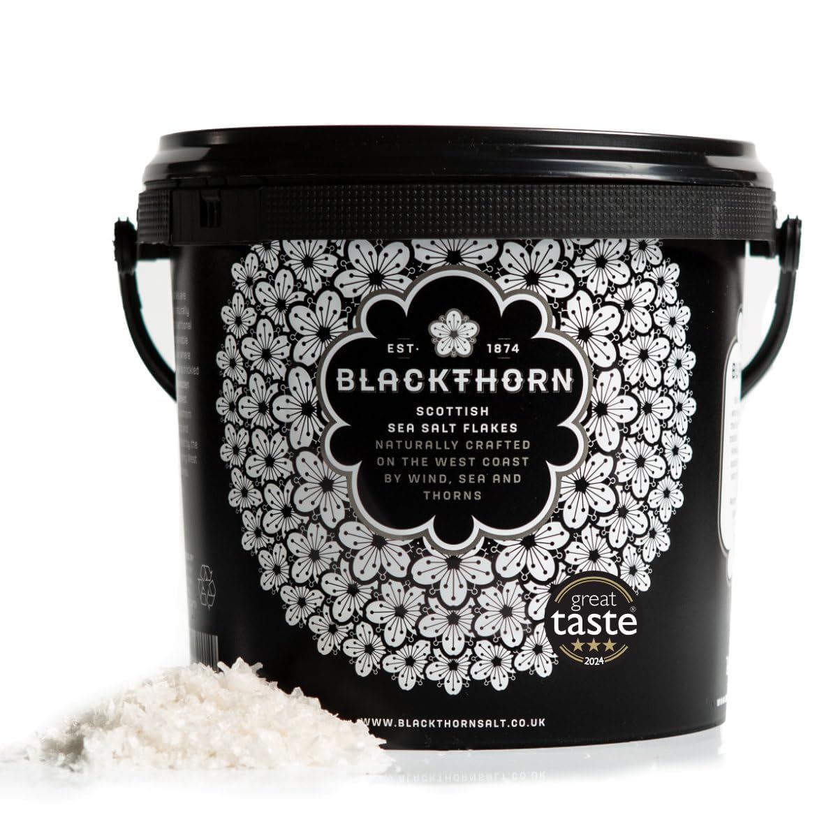 Blackthorn Scottish Gourmet Sea Salt Flakes - Natural and Unrefined, 50oz Resealable Tub