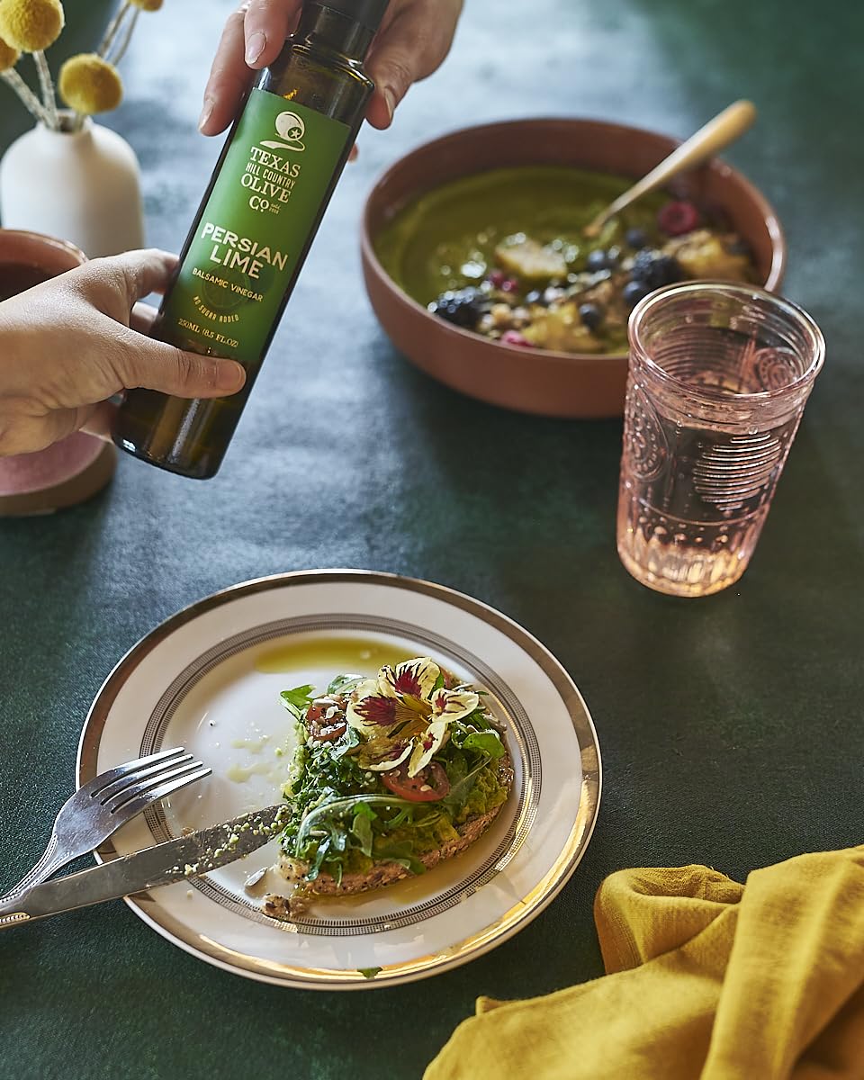 Persian Lime Balsamic Vinegar - Gourmet Barrel Aged Infused Balsamic Vinegar - Great For Dressing Dipping Glazing - No Artificia