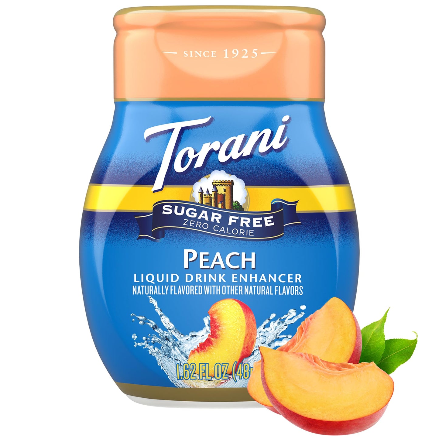 Torani Sugar Free Peach Liquid Drink Enhancer  Water Flavoring 2-Pack  1.62 Oz Ea