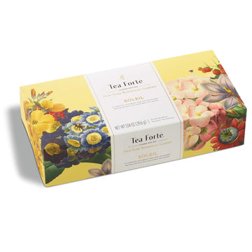 Tea Forte Soleil Organic Fruit And Flower Tea Petite Presentation Box, Sampler Gift Set With 10 Handcrafted Pyramid Tea Infusers