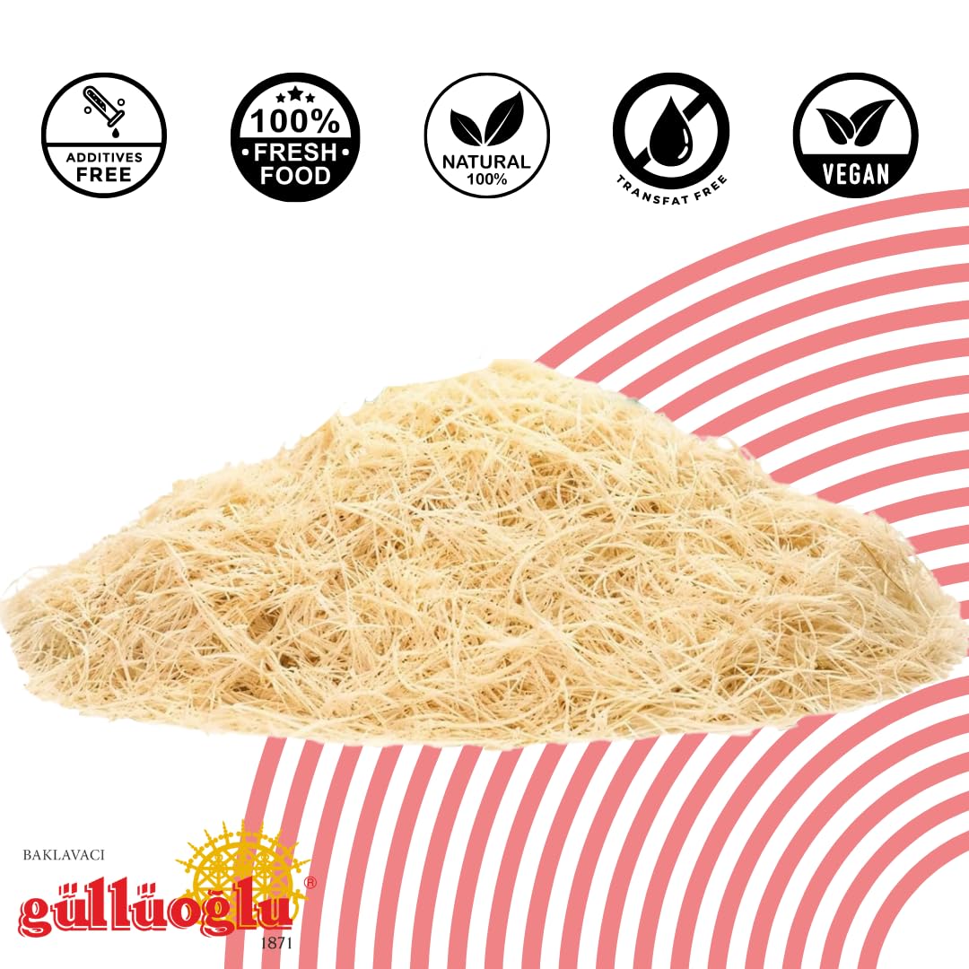 Gulluoglu Dried & Shredded Kataifi - 500G (1.1Lb) Kadayif Chopped Fillo Dough, Shredded Phyllo, Kadayif Pastry Dough, Knafeh, Ku
