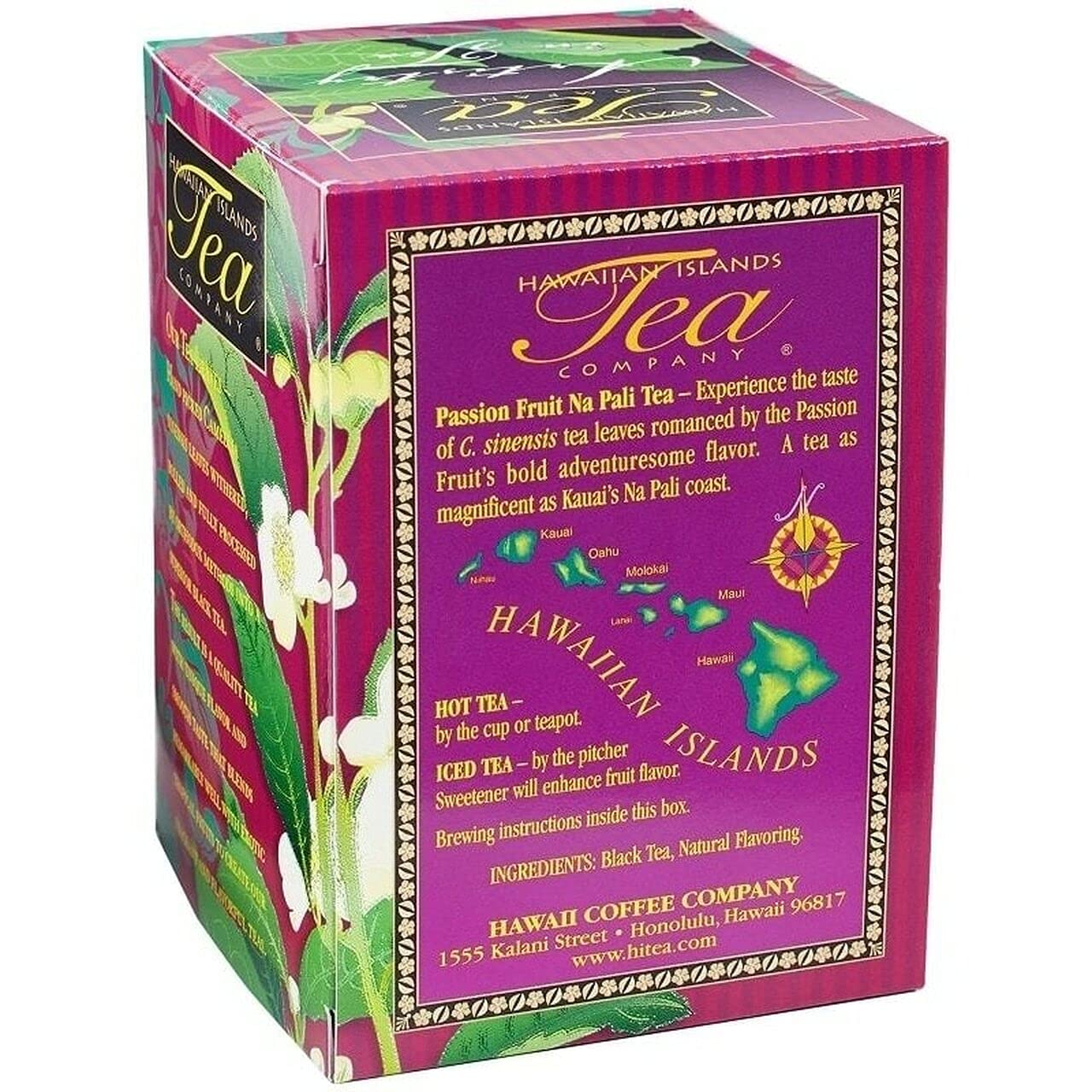 Hawaiian Islands Tea Company Passionfruit Na Pali Black Tea, All Natural - 120 Teabags (6 Boxes)