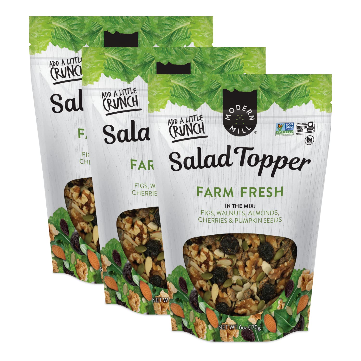 Modern Mill Mixed Salad Topper - Dried Figs, Walnuts, Almonds, Cherries, Pumpkin Seeds - Gluten Free, Vegan - 6 oz (3 Pack)