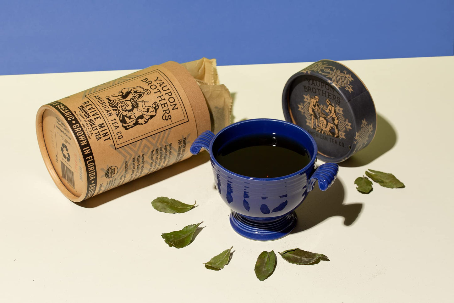 Revive Mint Yaupon Tea – Yaupon Brothers – Wild-Crafted, Naturally Caffeinated – Antioxidant-Rich – Florida Grown Superfood – 16 Natural Fiber Tea Bags