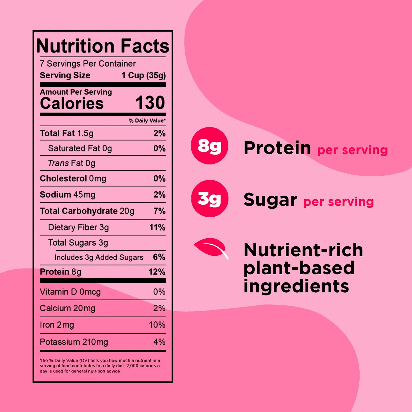 Plant-Based and Vegan Breakfast Cereal by Three Wishes - Strawberry, 4 Pack - More Protein and Less Sugar Snack - Gluten-Free, G