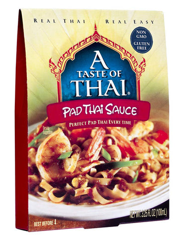A Taste of Thai Pad Thai Sauce - Ready-to-Use Mix - Non-GMO, Gluten-Free - 3.25oz Pack of 6