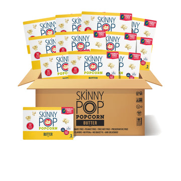 Skinnypop Butter Microwave Popcorn Bags, Healthy Snacks Microwavable Bags, 2.8 Oz, 12 Boxes (3 Bags Per Box), 36 Bags Total, Ski
