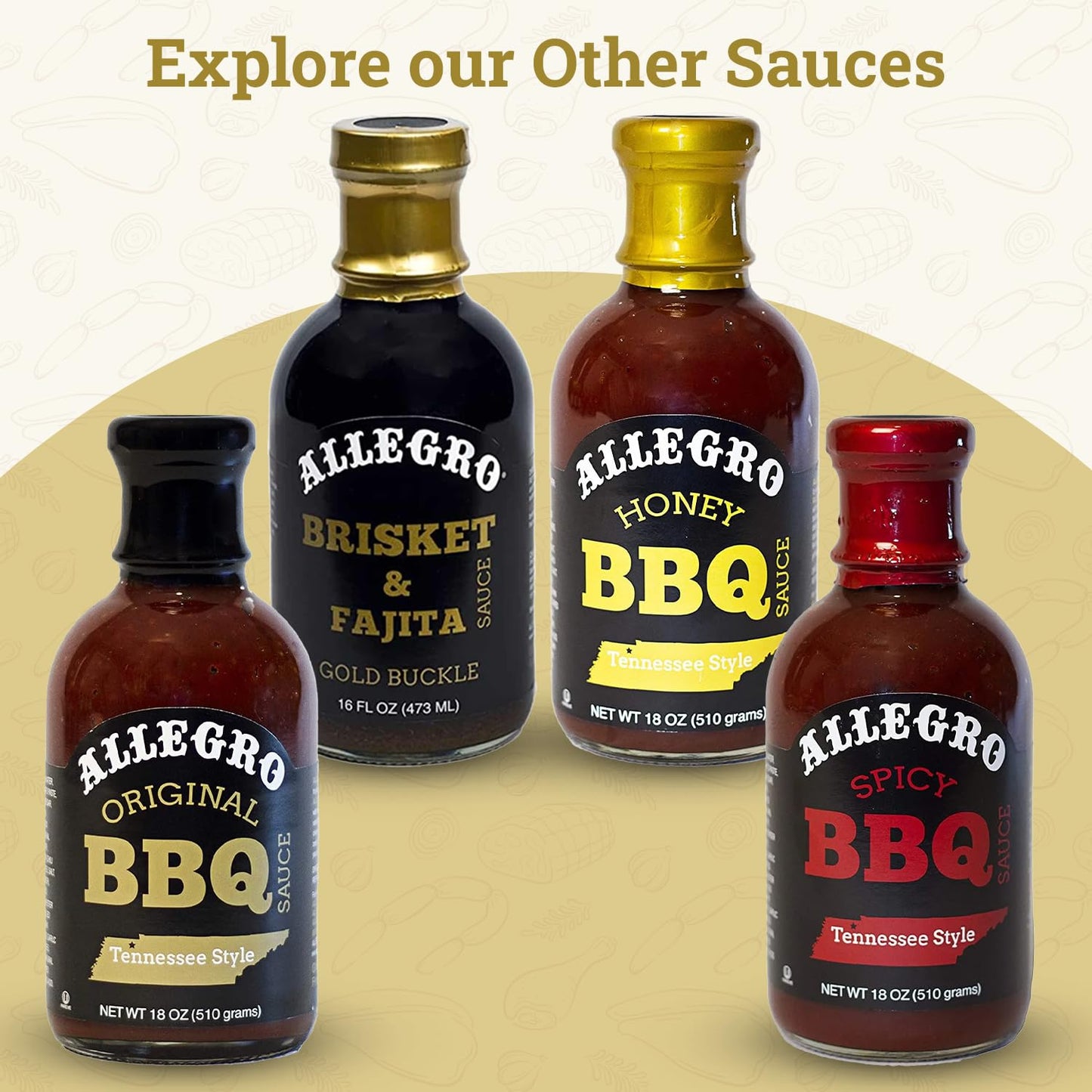 ALLEGRO - The Marinate Everything Marinades - Gold Buckle Brisket & Fajita Sauce - 16 oz, Pack of 4