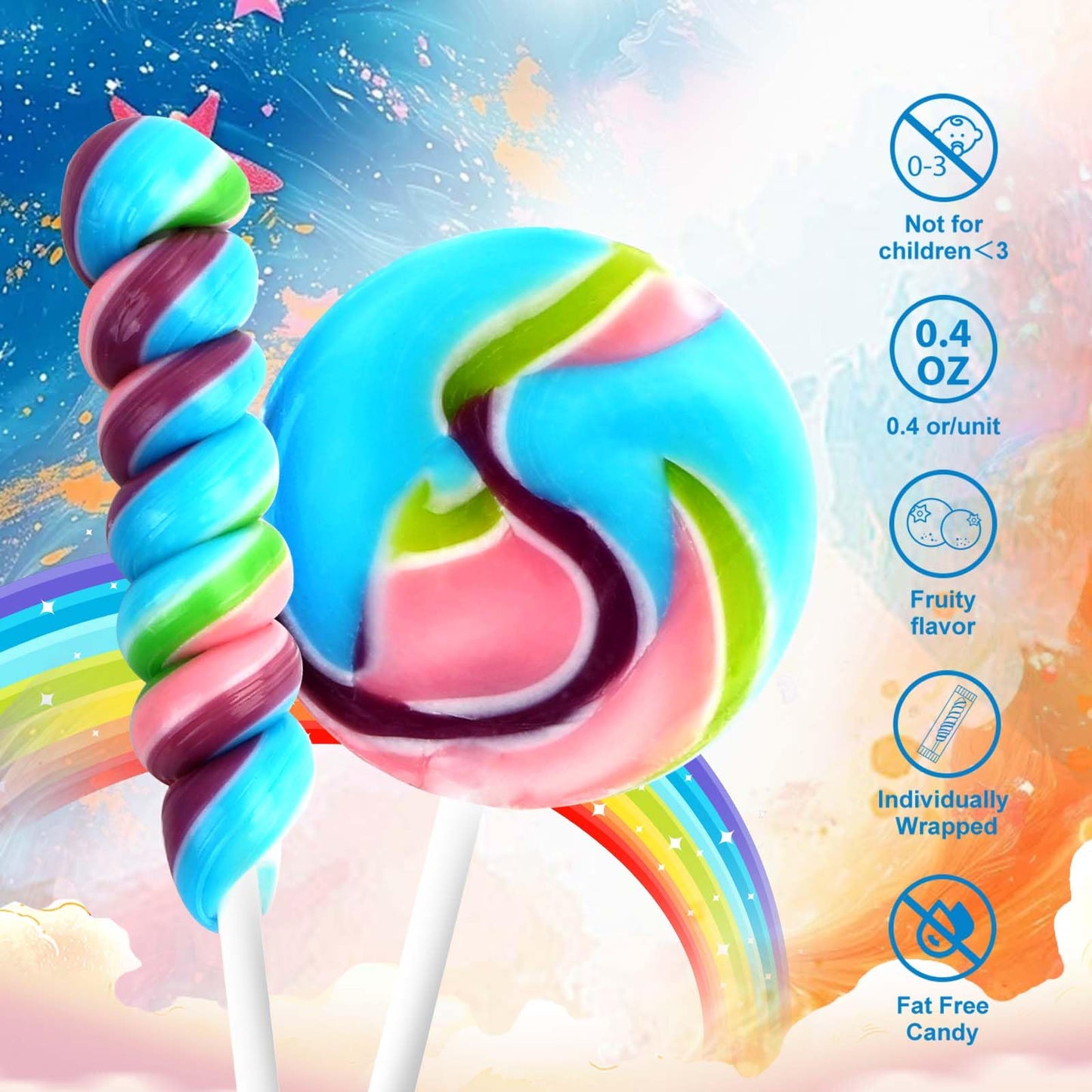 Twisty Lollipop,Swirl Lollipop,Rainbow Twist And Swirl Lollipops,Individually Wrapped Bulk,Kid'S Lollipops Candy For Birthday,12