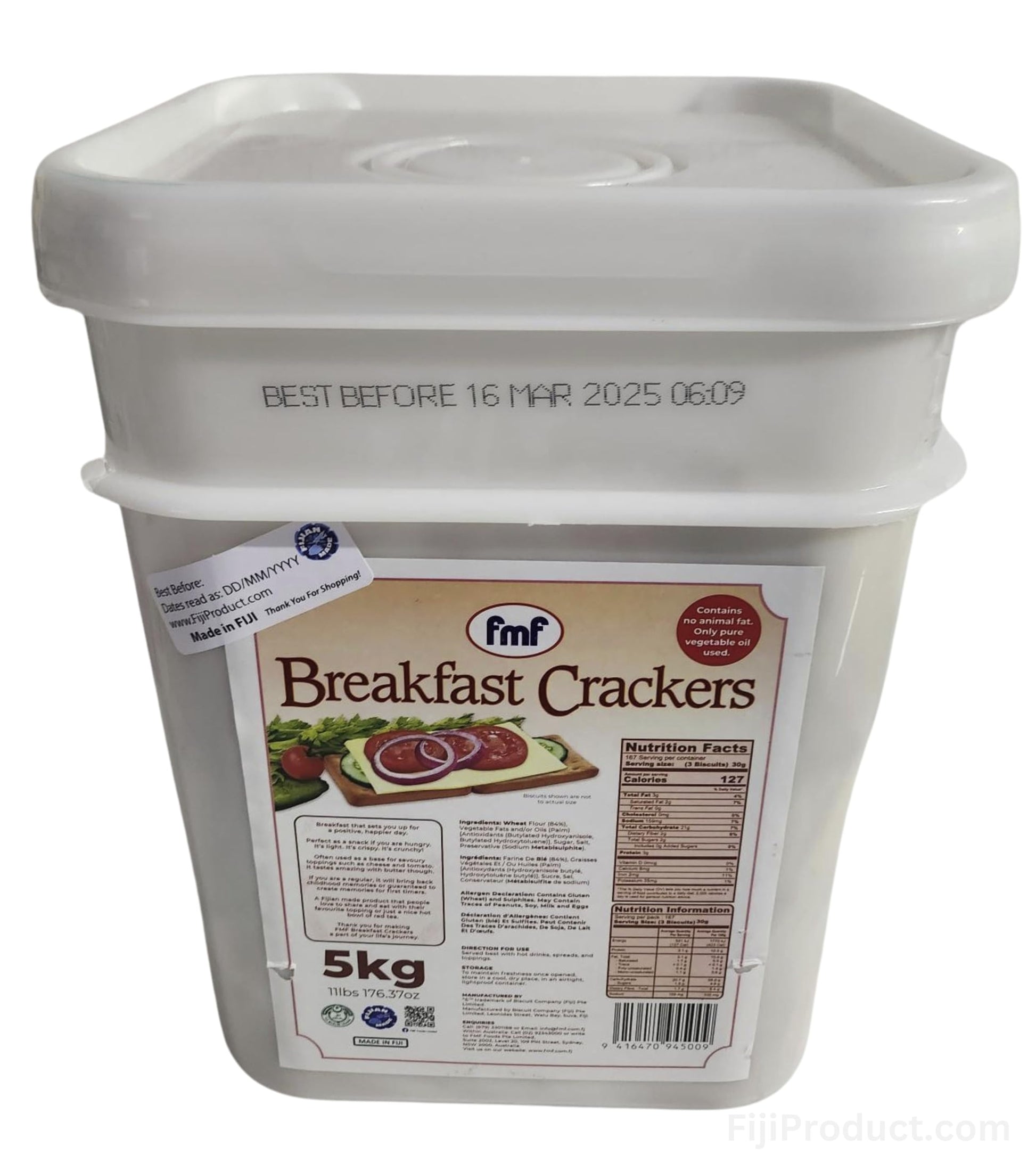 FIJI - Finest Breakfast Crackers, Light & Crunchy Biscuit Snack (5 KG) Delicious Combinations with Tea or Morning Coffee... Impo