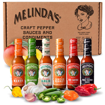 Melindas Chef Figs Heat & Flavor Collection - Gourmet Hot Sauce Gift Set With A Variety Of Flavors & Spice Levels - Includes Gho