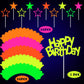 41 Pieces Glow Neon Birthday Party Decorations, Includes Yellow Happy Birthday Cake Topper Neon Cupcake Wrappers And Hollowed Ou
