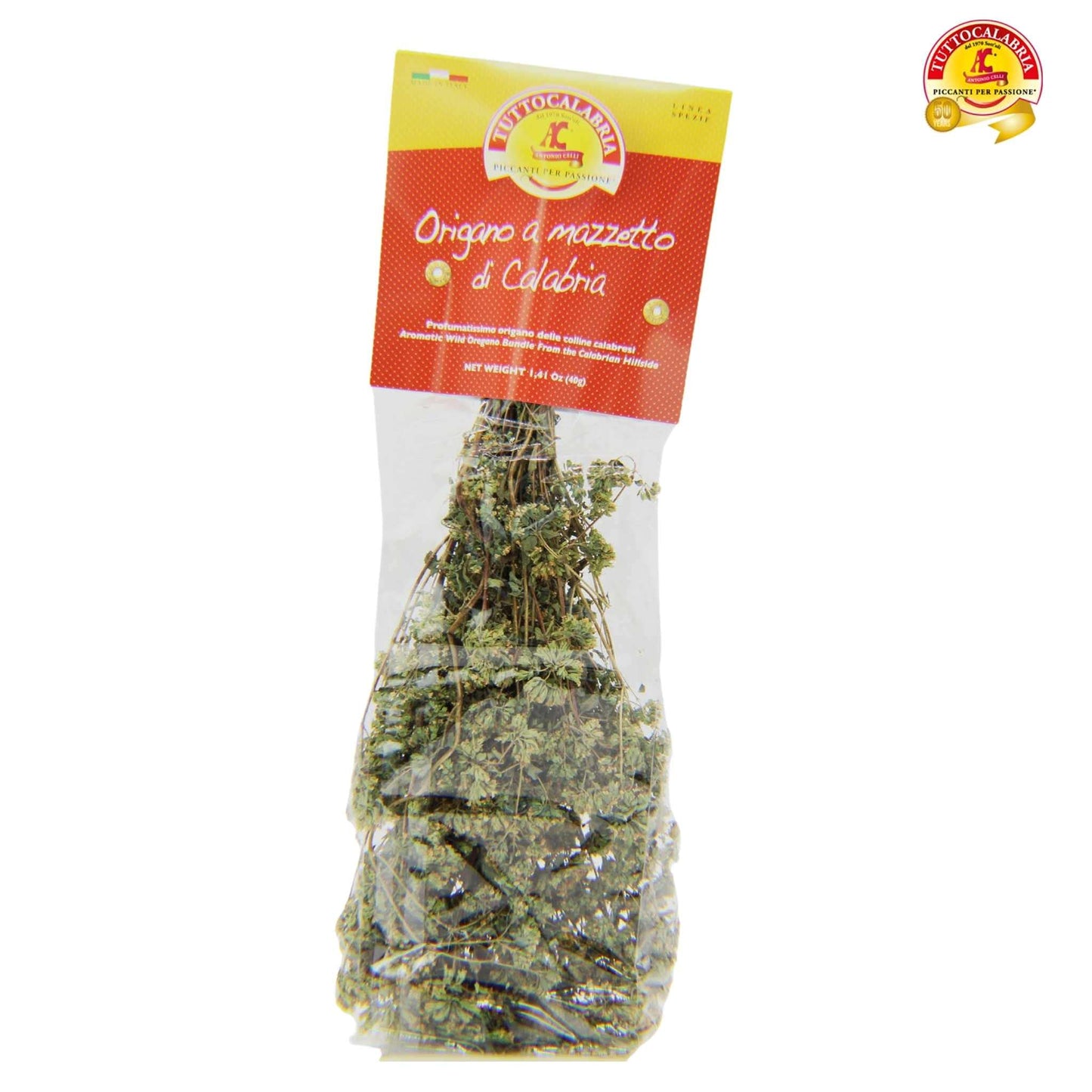 TUTTOCALABRIA Dried Calabrian Oregano on the Stem, All Natural, Non-GMO, 40 g (1.41 oz) - Product of Italy