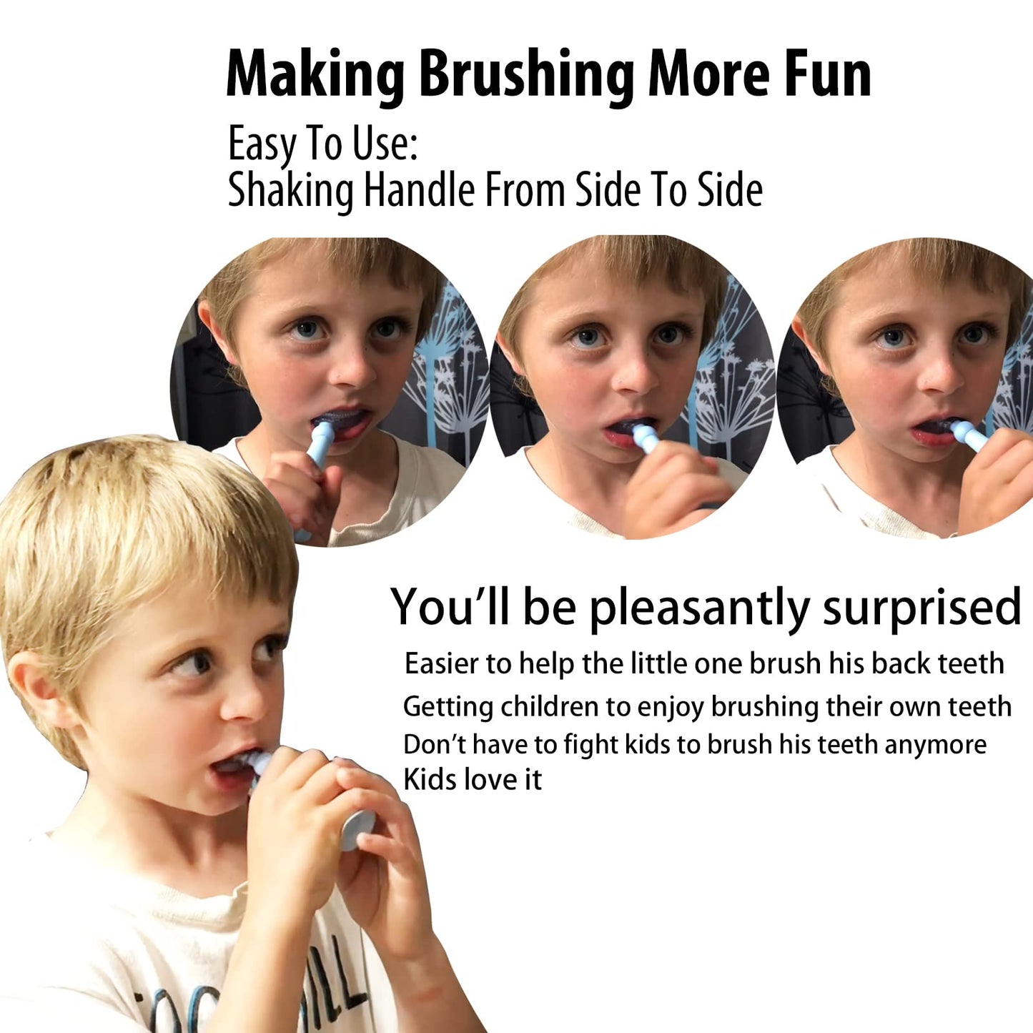 Tusiwit Kids Toothbrushes U Shaped With 3 Pcs Soft Food Grade Silicone Heads For Toddler,Childrens, Full Mouth Kids Tooth Brush