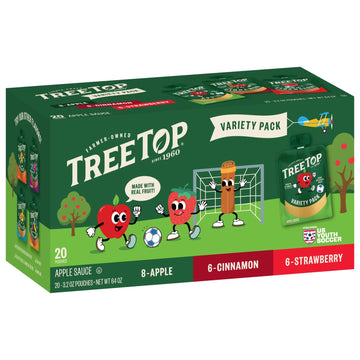 Tree Top Variety Pack Apple/Straw/Cinn Apple Sauce Pouches, 3.2 Oz, 20 Pouches