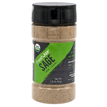 Freshjax Premium Organic Spices (Certified Organic Sage - Large Bottle 1.8 Oz) - Gluten-Free, Kosher
