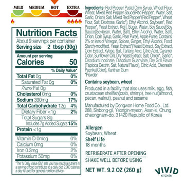 Vivid Kitchen Gochujang Sauce - Korean Fermented Chili Paste Fusion - 8.6 Oz Bottle - Authentic, Bold & Spicy Flavor - No Msg Or