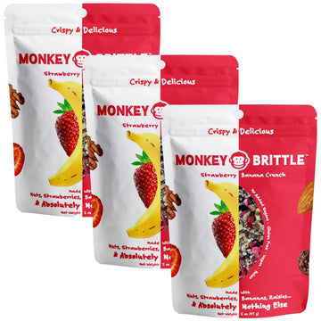 Monkey Brittle Strawberry Banana Crunch Snacks, Vegan & Gluten-Free, 2 Ounce (Pack of 3)