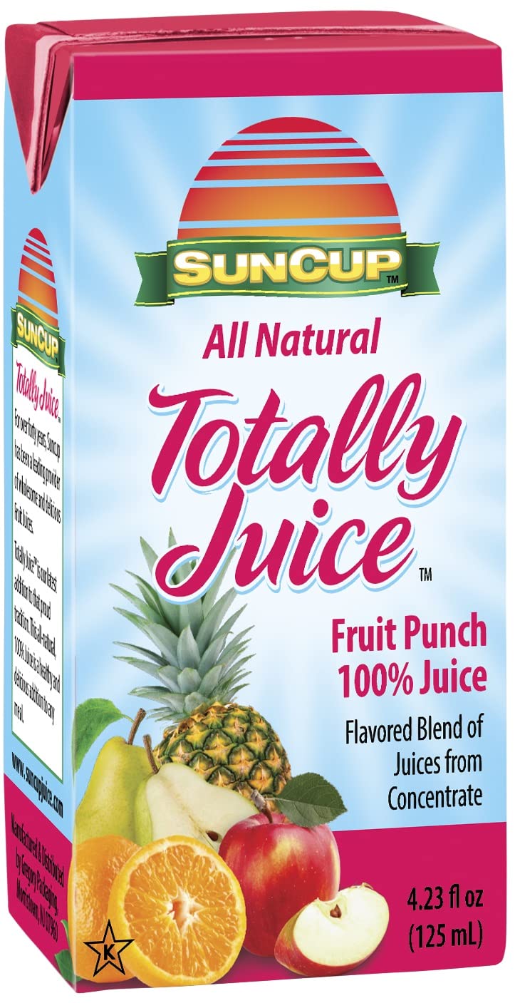 SunCup Totally Juice - 40 Pack / 4.23 oz Juice Box w/Straw (Fruit Punch 100% Juice)