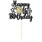 Gyufise Happy 10Th Birthday Cake Topper, 1Pc Black Gold Glitter Cheers To 10 Years, Premium Material, Food-Grade, For Birthday A