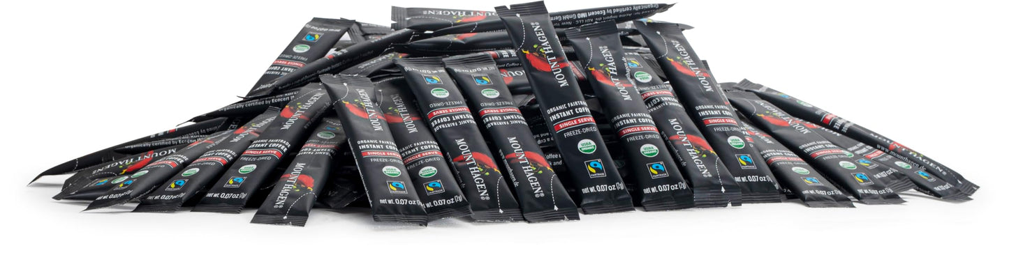 Mount Hagen 250 Count Single Serve Instant Coffee Packets - Bulk Pack | Eco-friendly Instant Coffee, Organic Medium Roast Arabic