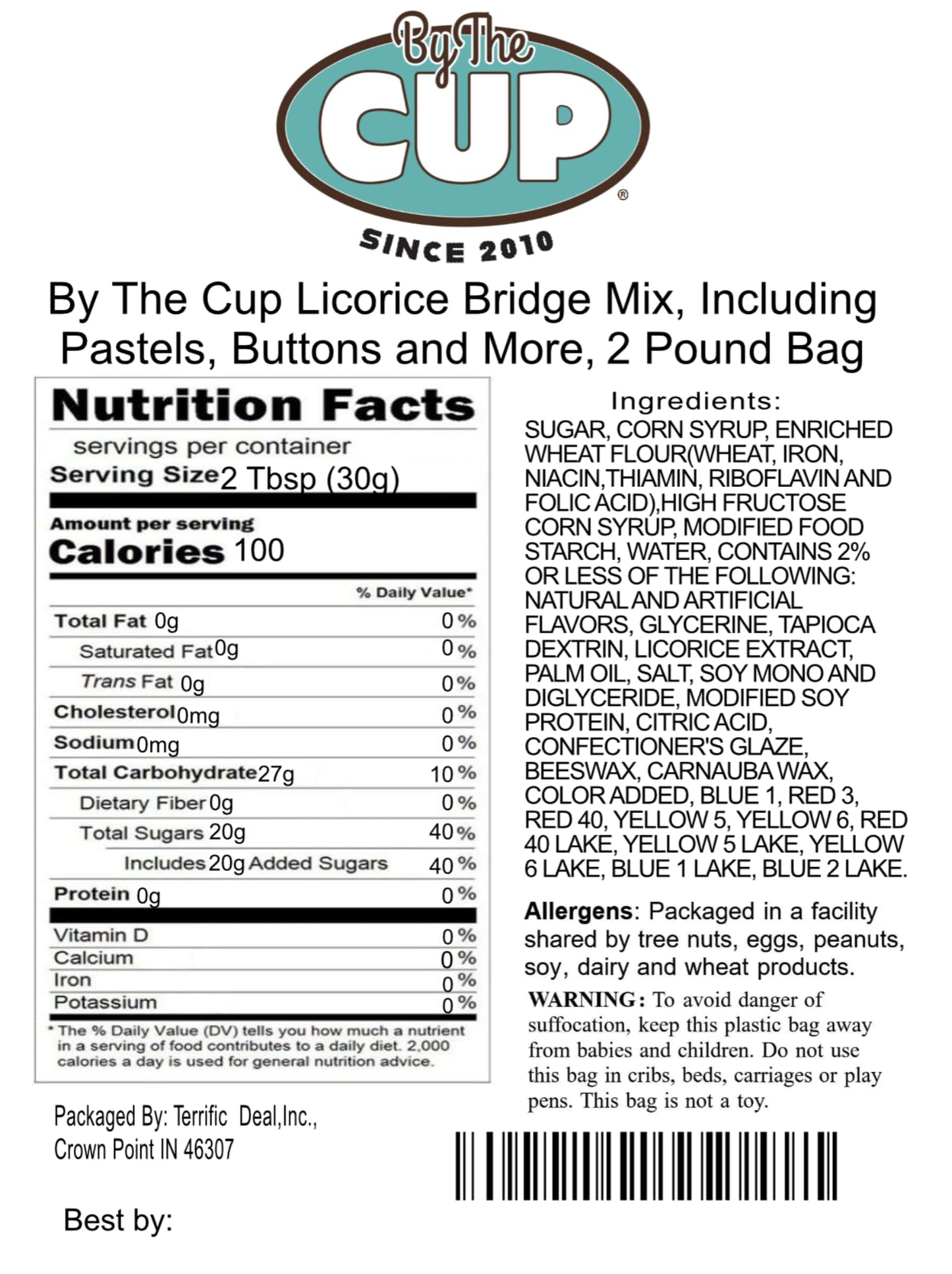 By The Cup Licorice Bridge Mix, Including Pastels, Buttons And More, 2 Lb Bulk Bag