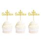 Ercadio Cupcake Toppers Set, 36 Pack Gold Cross Glitter Decorations for Baptism, Small Paper Party Supplies