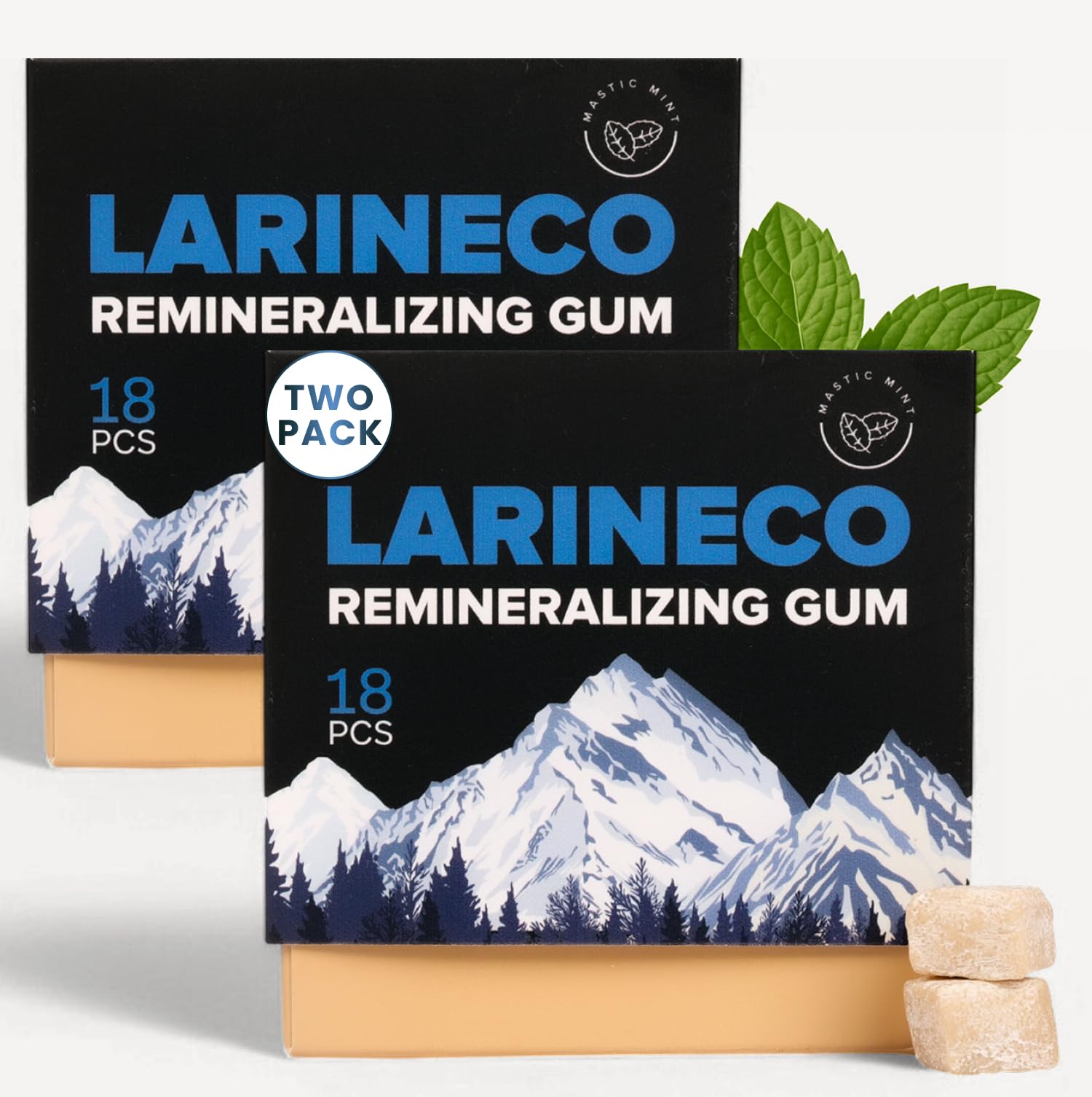 Larineco Remineralizing Gum with Nano Hydroxyapatite & Xylitol - Sugar-Free Xylitol Gum - Plastic-Free, Dye-Free, Aspartame-Free