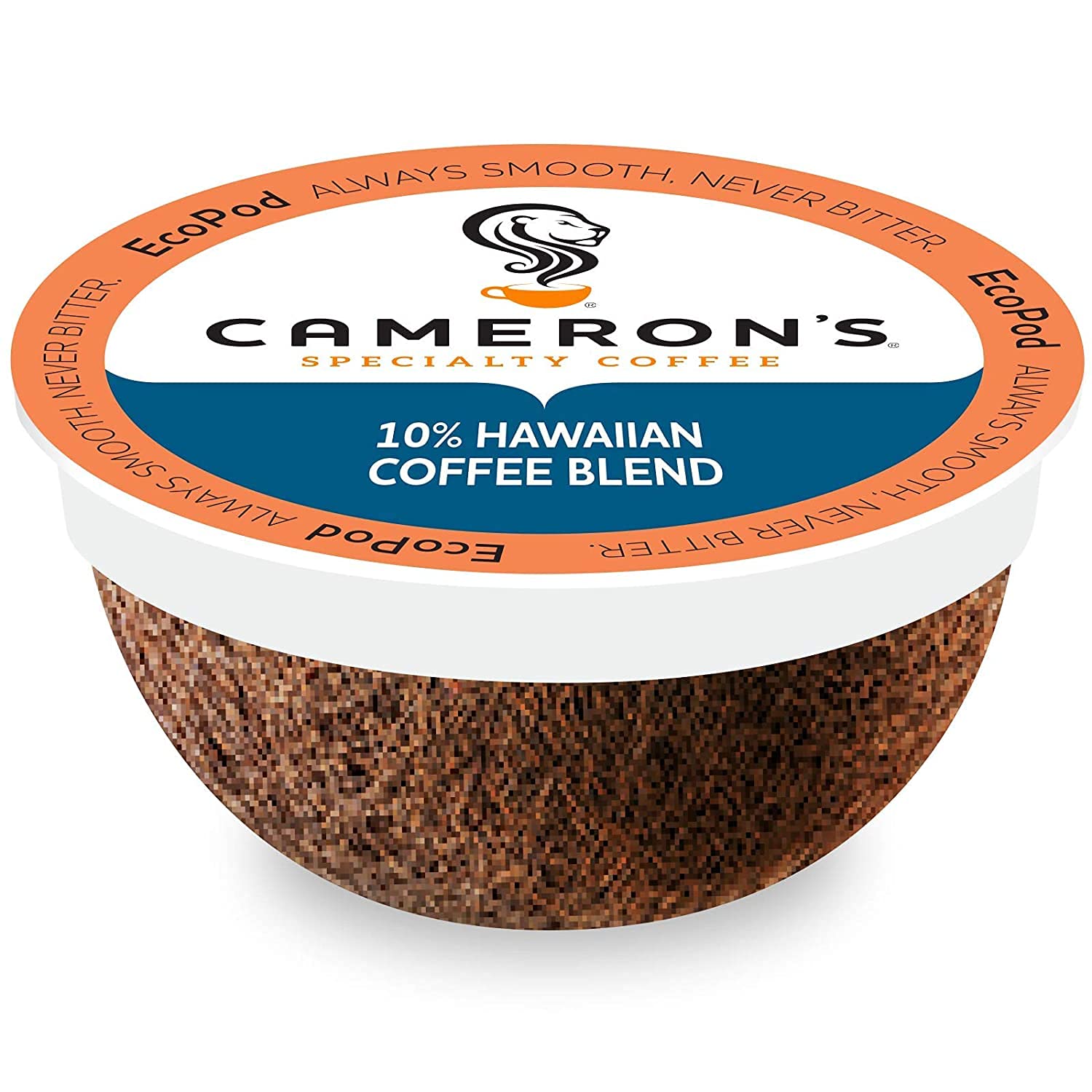 Camerons Coffee Single Serve Pods 10% Hawaiian Coffee Blend, Light Roast, 32-Count (Pack of 4)