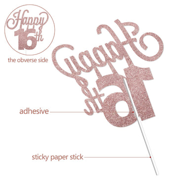Lingteer Happy 16Th Birthday Cake Topper - Cheers To 16Th Birthday Sixteen Years Old Birthday Party Cake Decorations Sign.