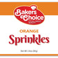 Bakers Choice Orange Sprinkles for Baking, 2.8 oz - Dairy Free, Kosher Jimmies for Ice Cream Toppings