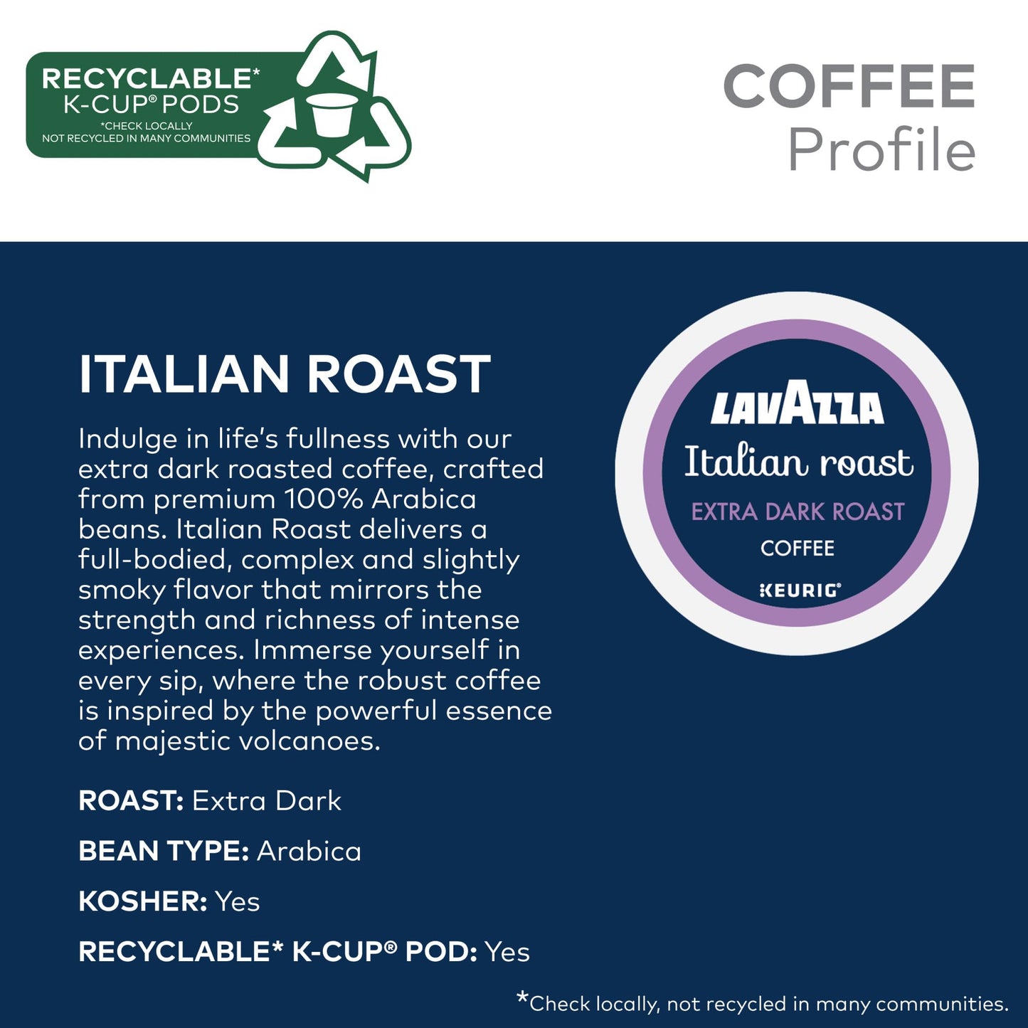 Lavazza Italian Roast, Keurig Single Serve K-Cup Pods, 60Ct (6 Packs Of 10)