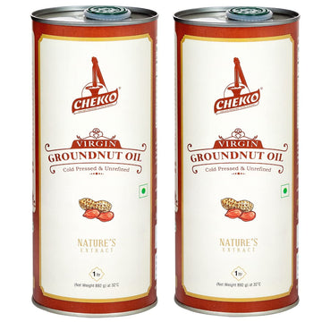 Chekko Cold Pressed Groundnut/Peanut Oil (Virgin, Kachi Ghani, Chekku) | 100% Natural, Pure & Wood Pressed (2L) For Cooking - (1