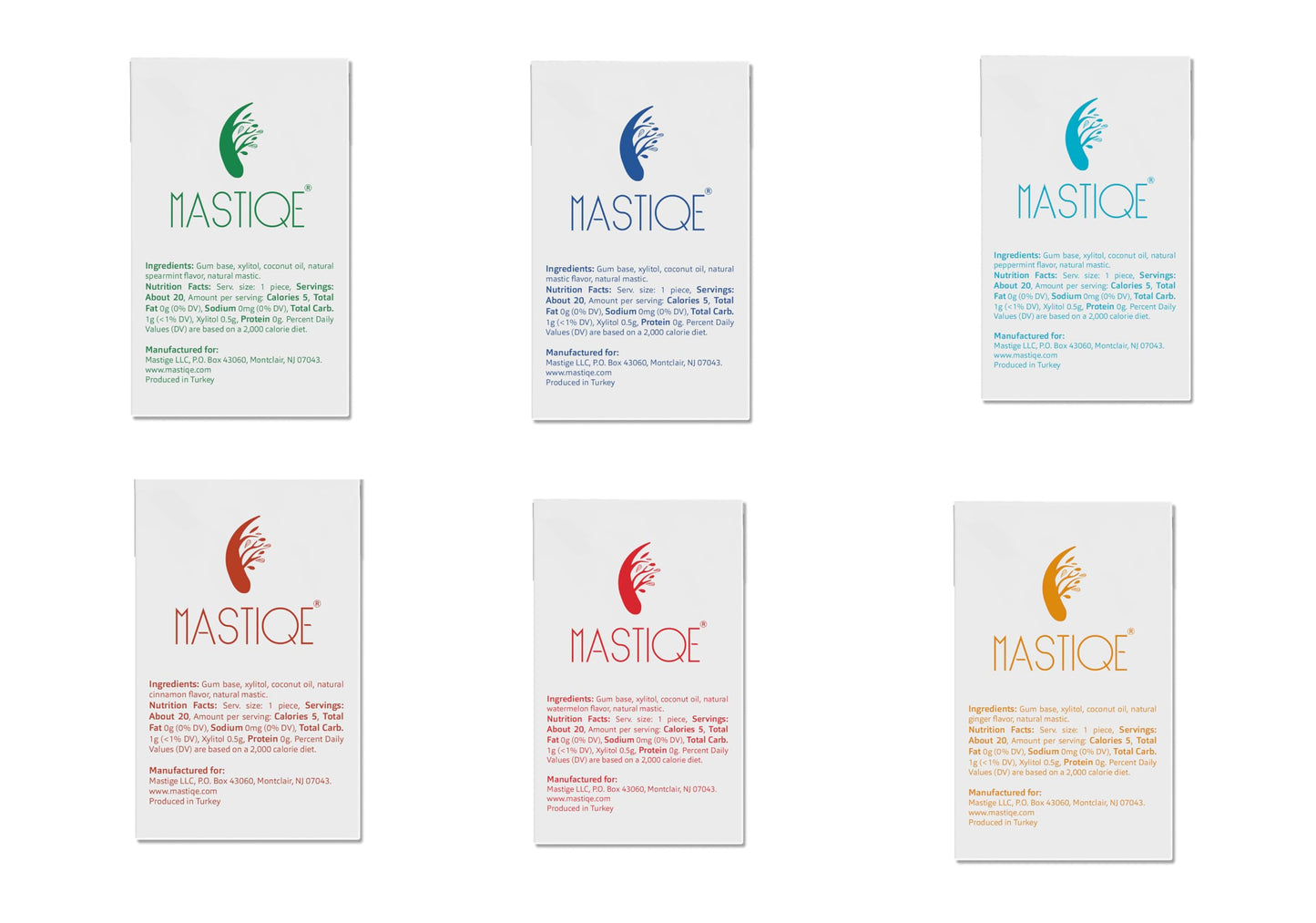 Mastiqe Sugar Free Hard Chewing Gum with Natural Mastic (Variety Pack, 12 Count)