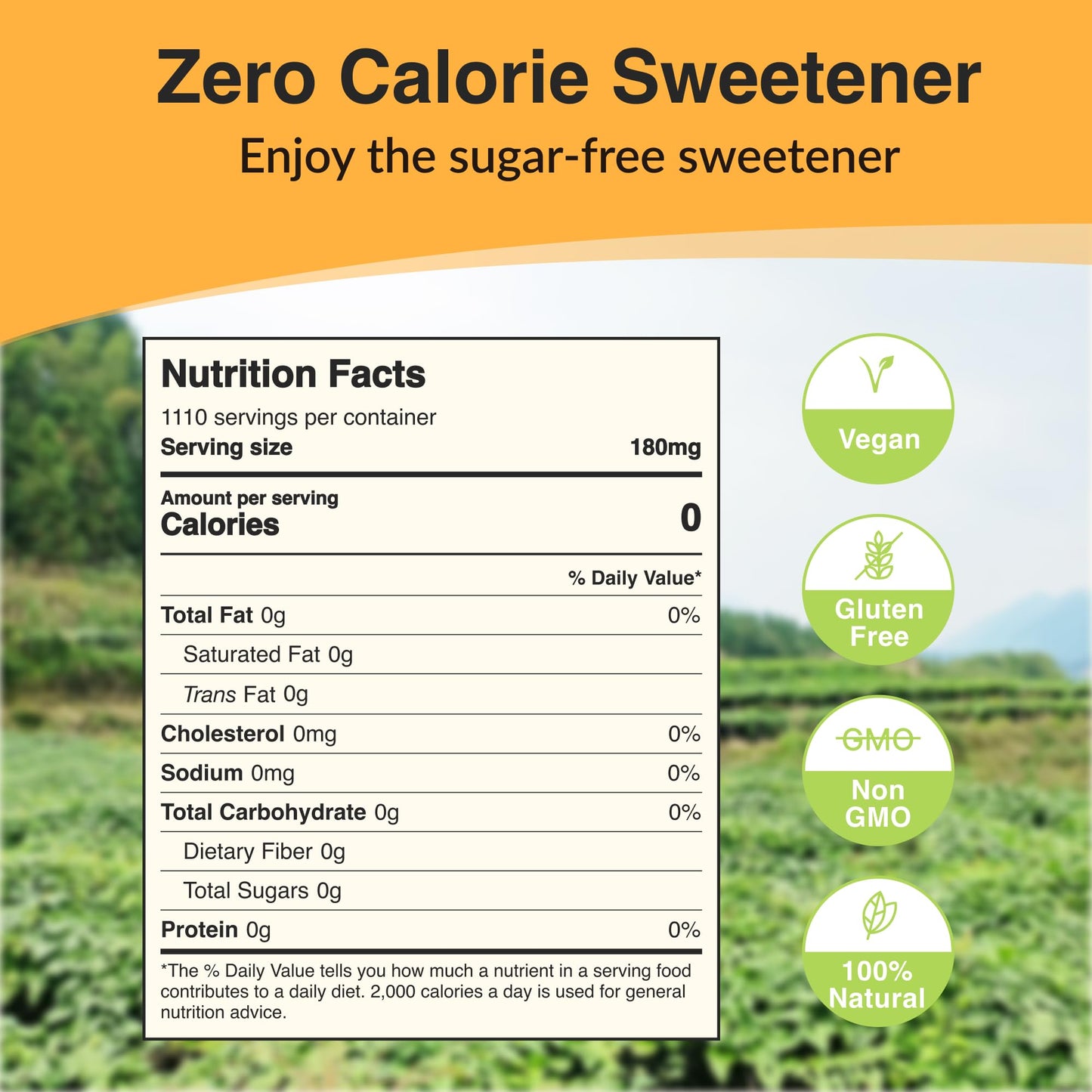 NAMANNA Pure Monk Fruit Sweetener No Erythritol-Zero calorie sugar substitute, Zero Carb, Sugar free From Monk Fruit Extract, Gr