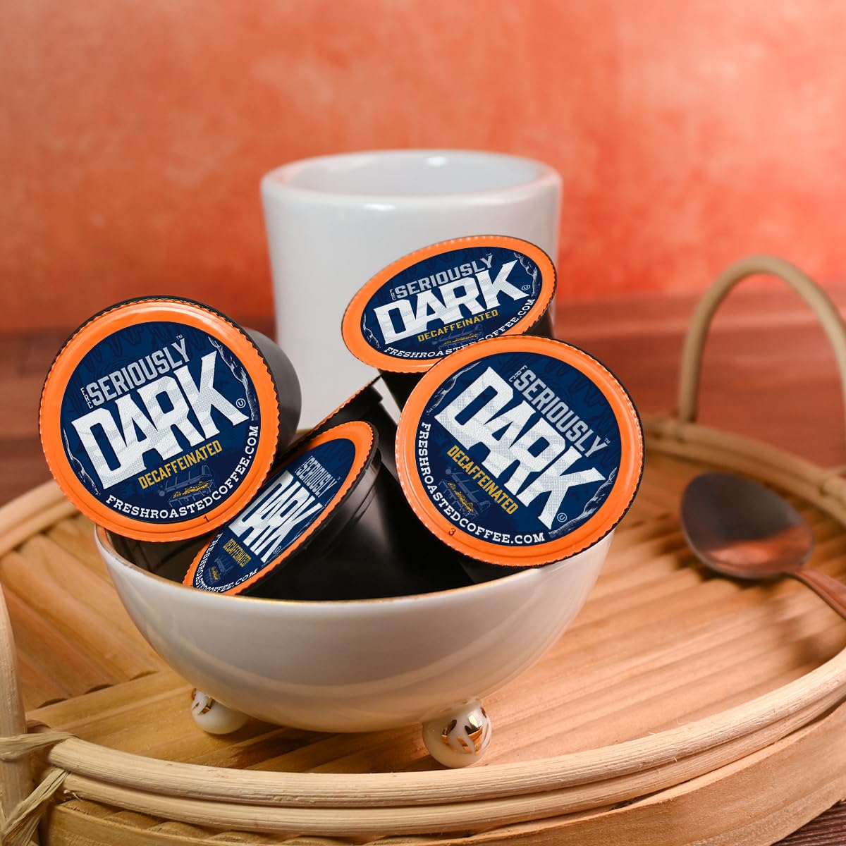 Fresh Roasted Coffee Seriously Dark Decaf Artisan Blend - 96 Pods for K Cup malt-inspired
