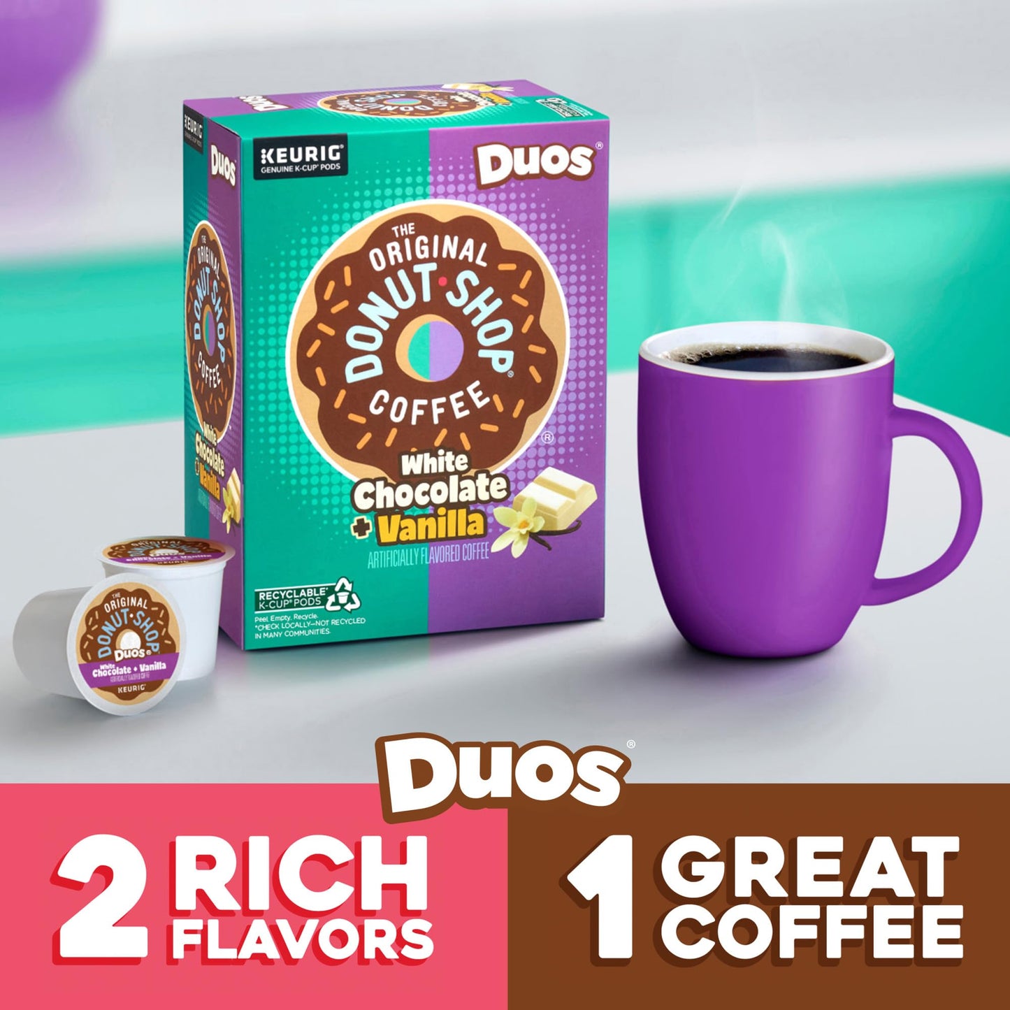 The Original Donut Shop Duos White Chocolate + Vanilla, Keurig Single Serve K-Cup pods, 72 Count