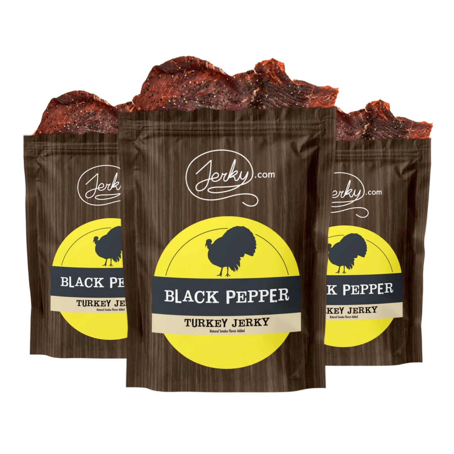 Jerky.ComS Black Pepper Turkey Jerky - 3 Pack - Made From Whole Muscle Turkey Breast - Low In Sugar  No Added Preservatives  No Added Nitrates And No Added Msg - 7.5 Total Oz.