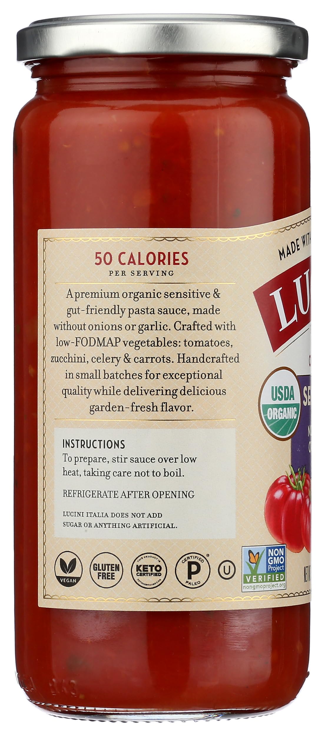 LUCINI Organic Sensitive Pasta Sauce, 16.5 OZ