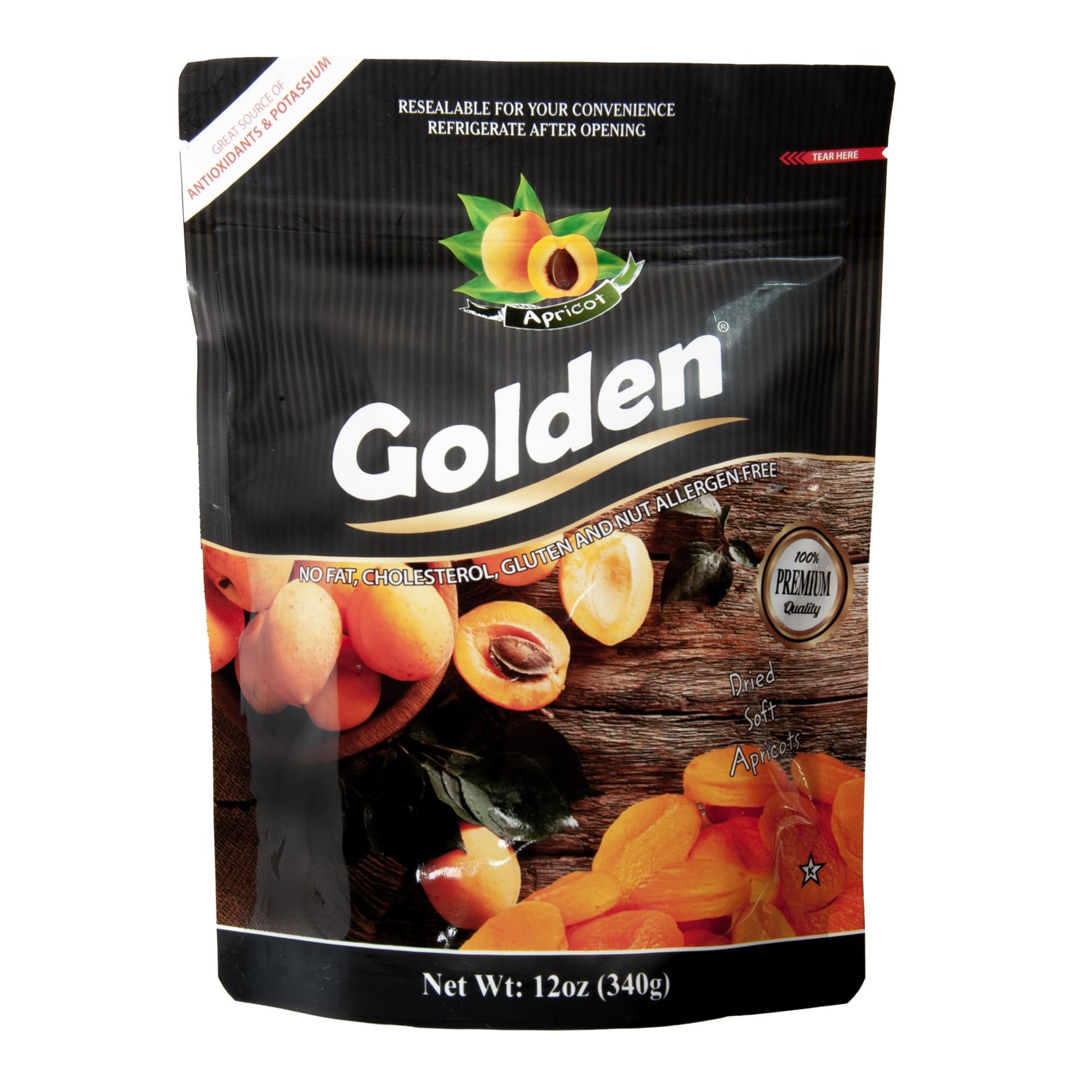 Golden Soft Dried Apricots - 12 oz (340 g), No Sugar Added Dried Fruit, Healthy Snack for Adults and Kids, Completely Free From 